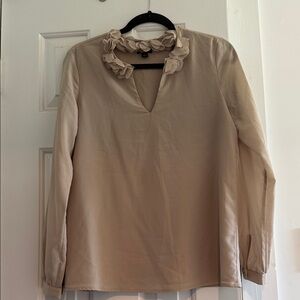 Ann Taylor Cream Blouse with Floral Accents